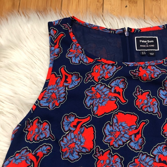 Anthropologie Peter Som Sintra Blue Red Floral Tiered Asymmetrical Hem Dress 12 - Picture 8 of 14